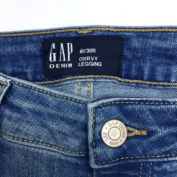 Gap Denim Women's Jeans Curvy Legging Button Fly Distressed Stretch size 10 - Picture 4 of 8